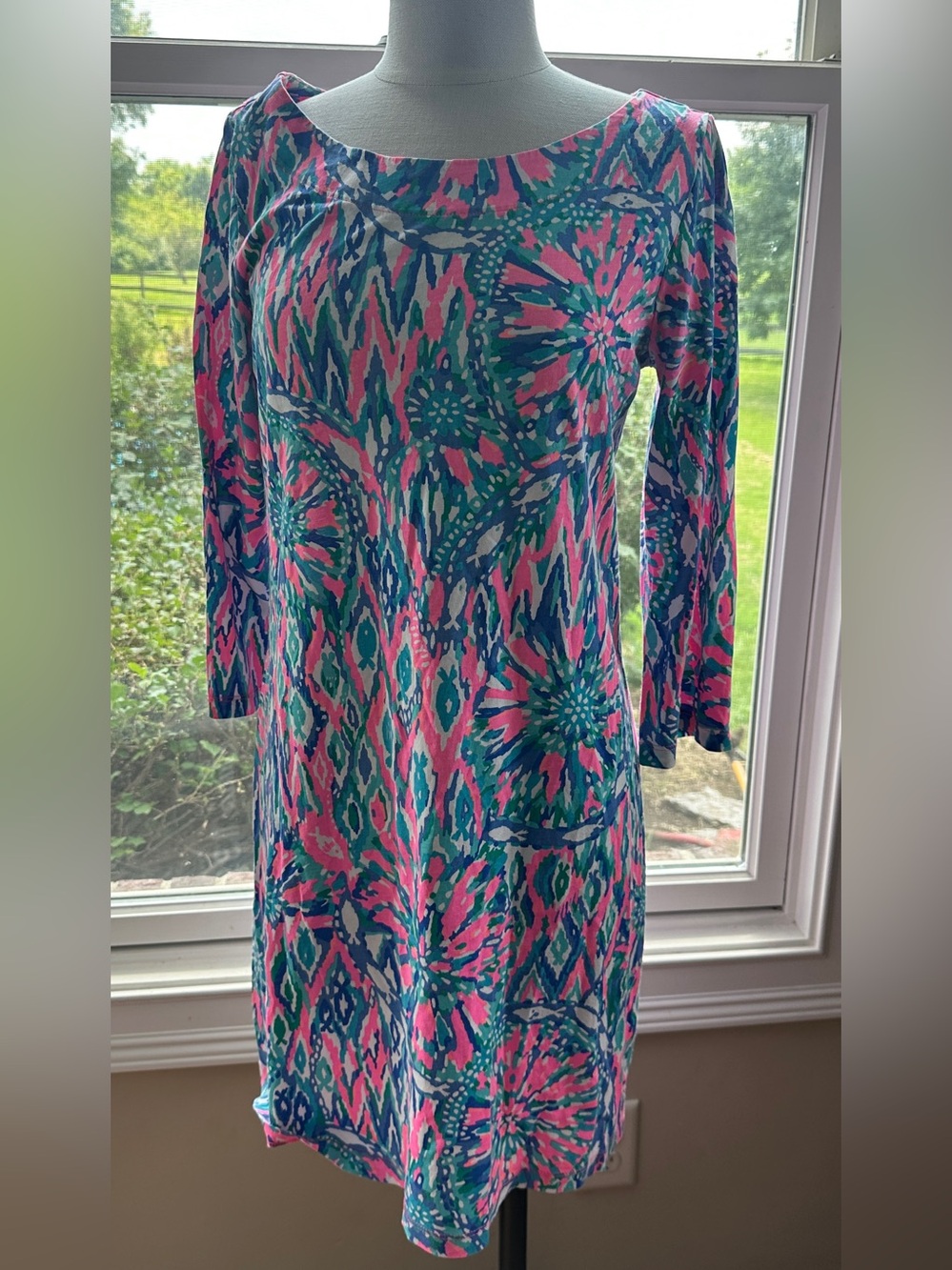 Lilly Pulitzer Tiki Pink Pima Cotton Bay Dress, Shake‎ It Up, Size M